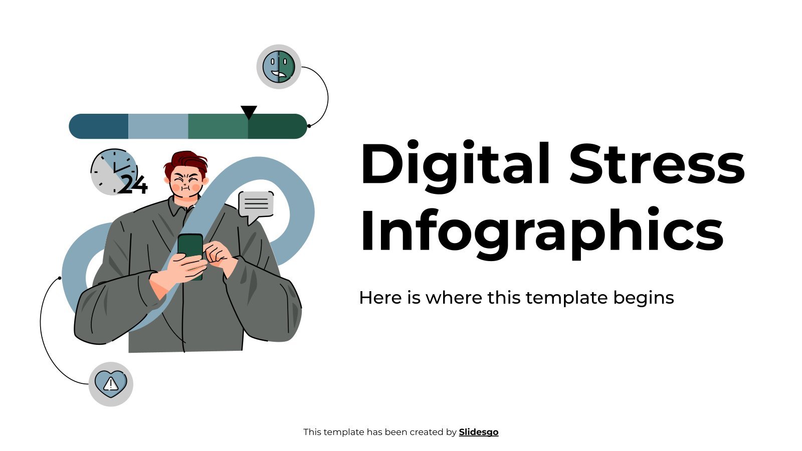 Plantilla de presentación Infografía digital sobre estrés