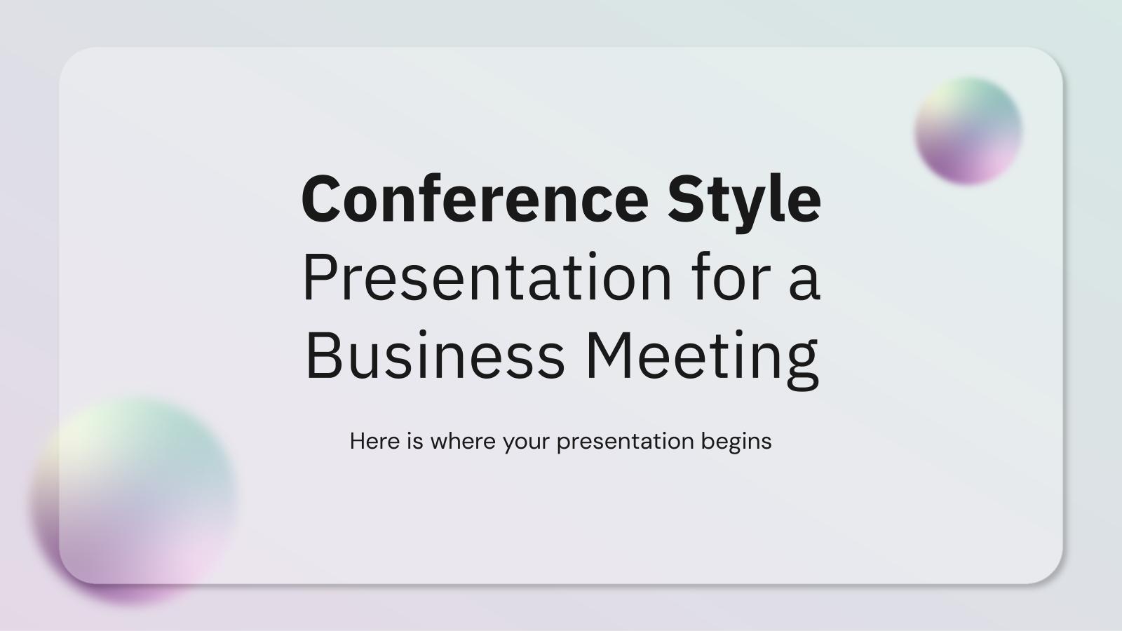 Conference Style Presentation for a Business Meeting presentation template 