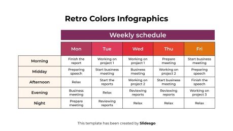 Infographies de couleurs rétro Modèles de présentation
