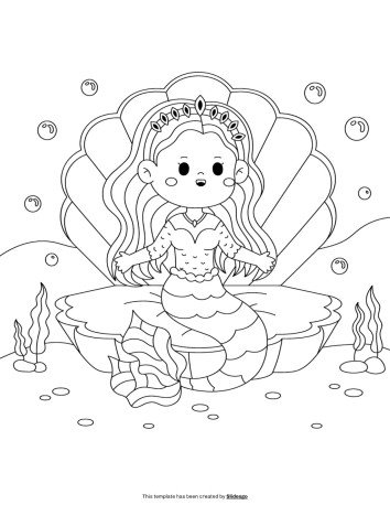 Plantilla de presentación Libro para colorear de sirena