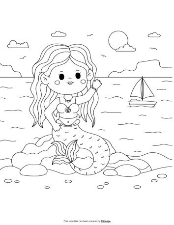 Plantilla de presentación Libro para colorear de sirena