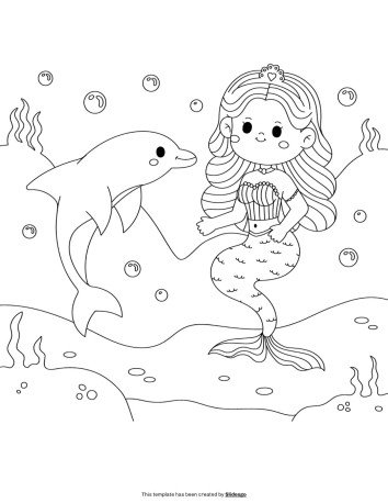 Plantilla de presentación Libro para colorear de sirena