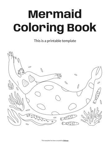 Plantilla de presentación Libro para colorear de sirena