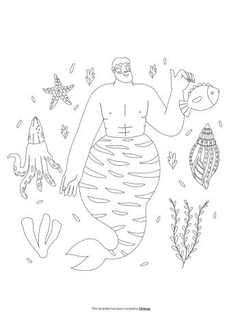 Plantilla de presentación Libro para colorear de sirena