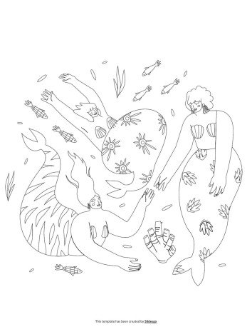 Plantilla de presentación Libro para colorear de sirena