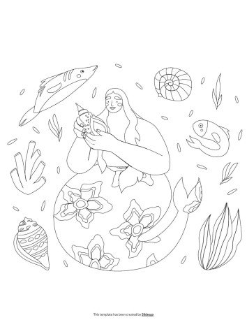 Plantilla de presentación Libro para colorear de sirena