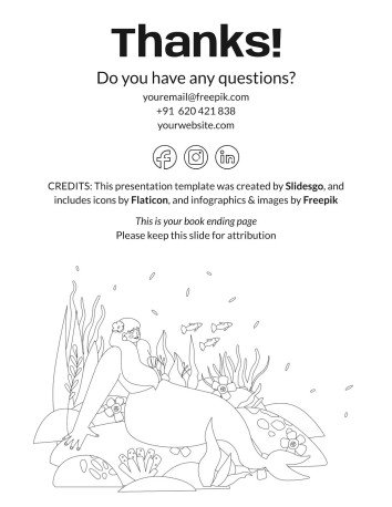Plantilla de presentación Libro para colorear de sirena
