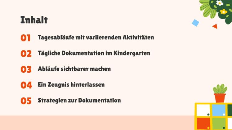 Dokumentation von Abläufen im Kindergarten Präsentationsvorlage