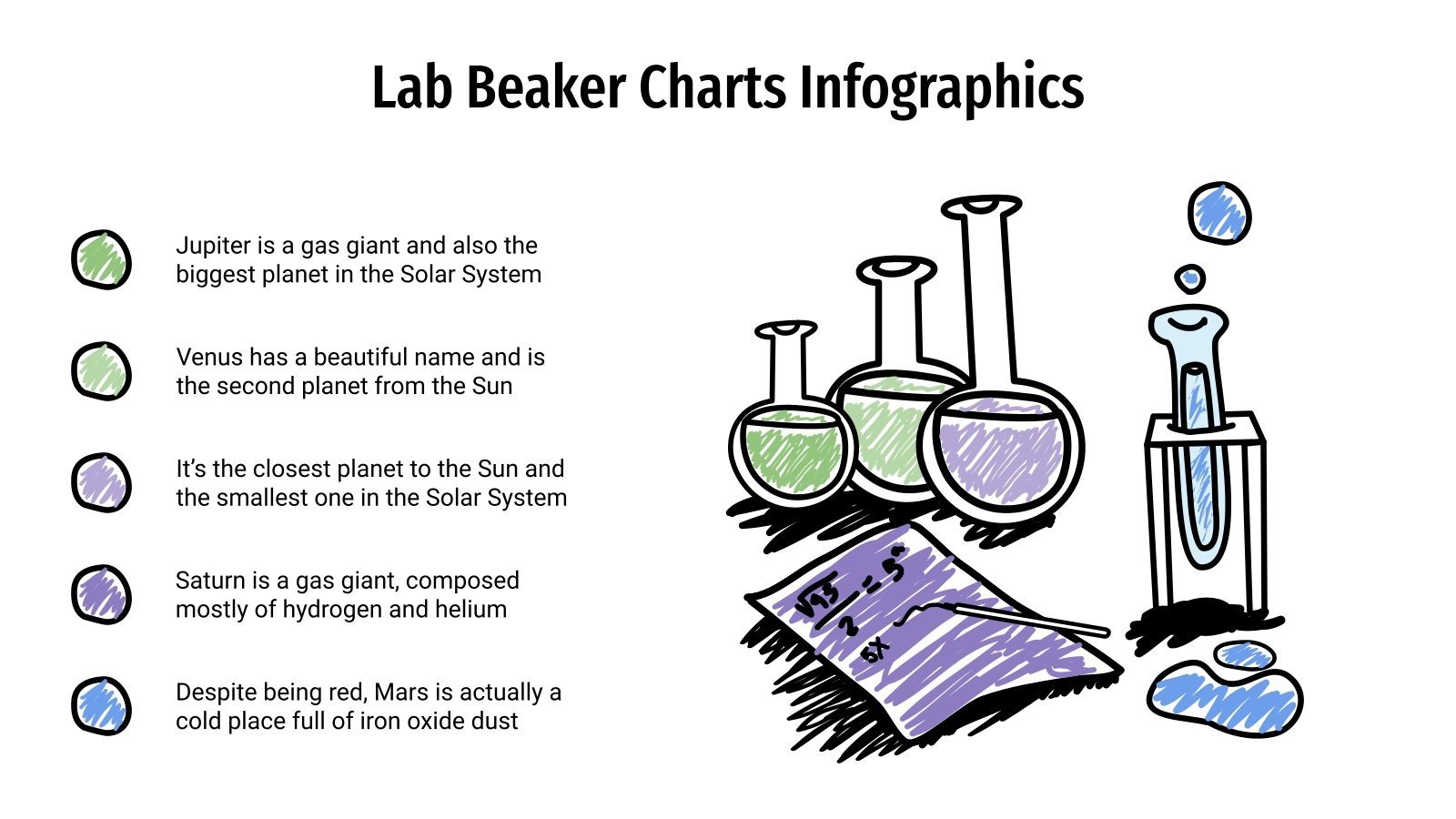 Lab Beaker Charts Infographics for Google Slides and PowerPoint