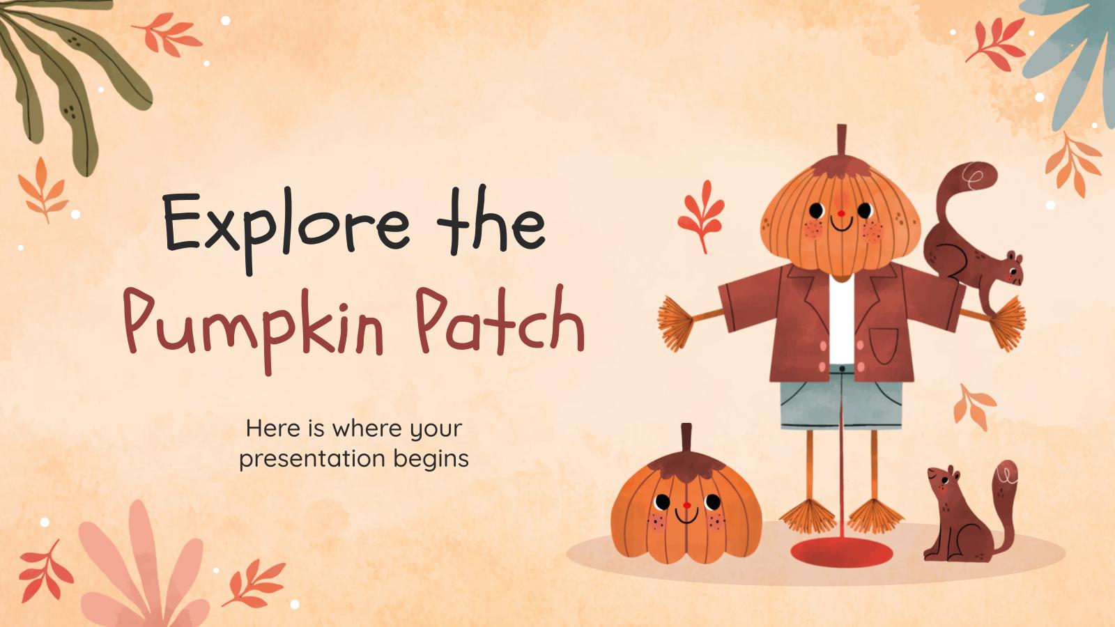 Erkunden Sie das Kürbisbeet Präsentationsvorlage
