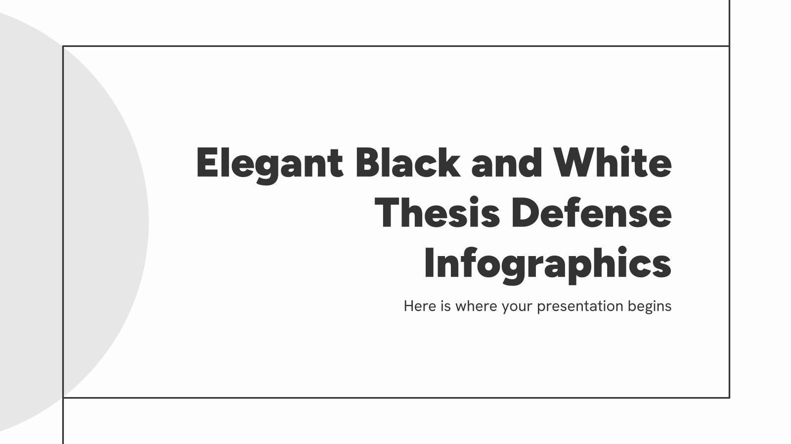Infographies Élégante soutenance de thèse en noir et blanc Modèles de présentation
