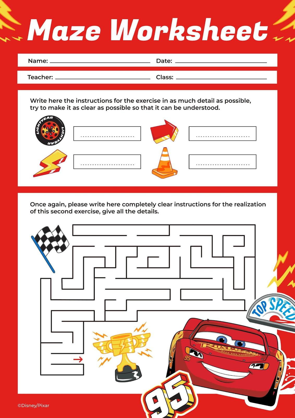 disney-cars-maze-worksheet-presentation for Disney Cars Food Labels Free Printable Disney Cars Maze Worksheet Presentation for Disney Cars Food Labels Free Printable