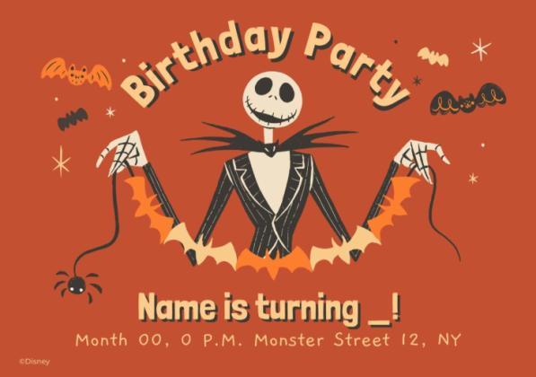 Plantilla de presentación Invitación de cumpleaños de Pesadilla antes de Navidad de Tim Burton