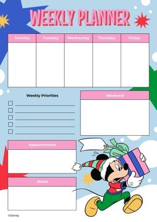 Planificateur de Noël Mickey Mouse Modèles de présentation