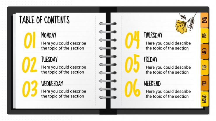 Plantilla de presentación Agenda semanal Mindme