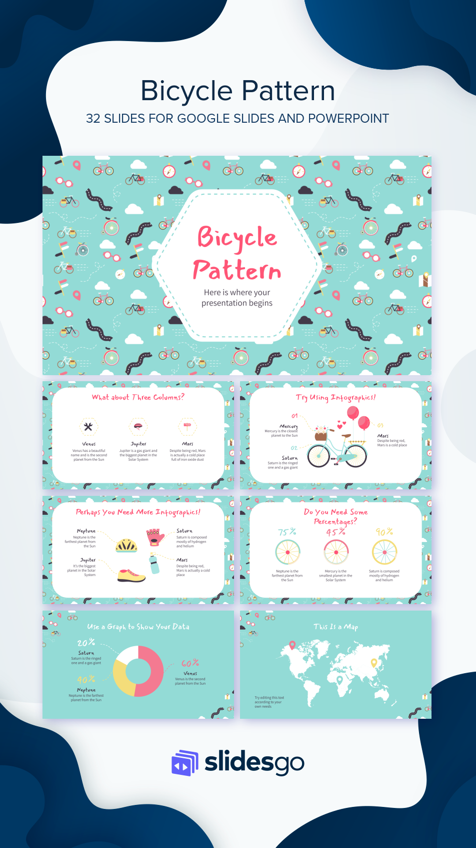 Bicycle Pattern Google Slides Theme and PowerPoint Template