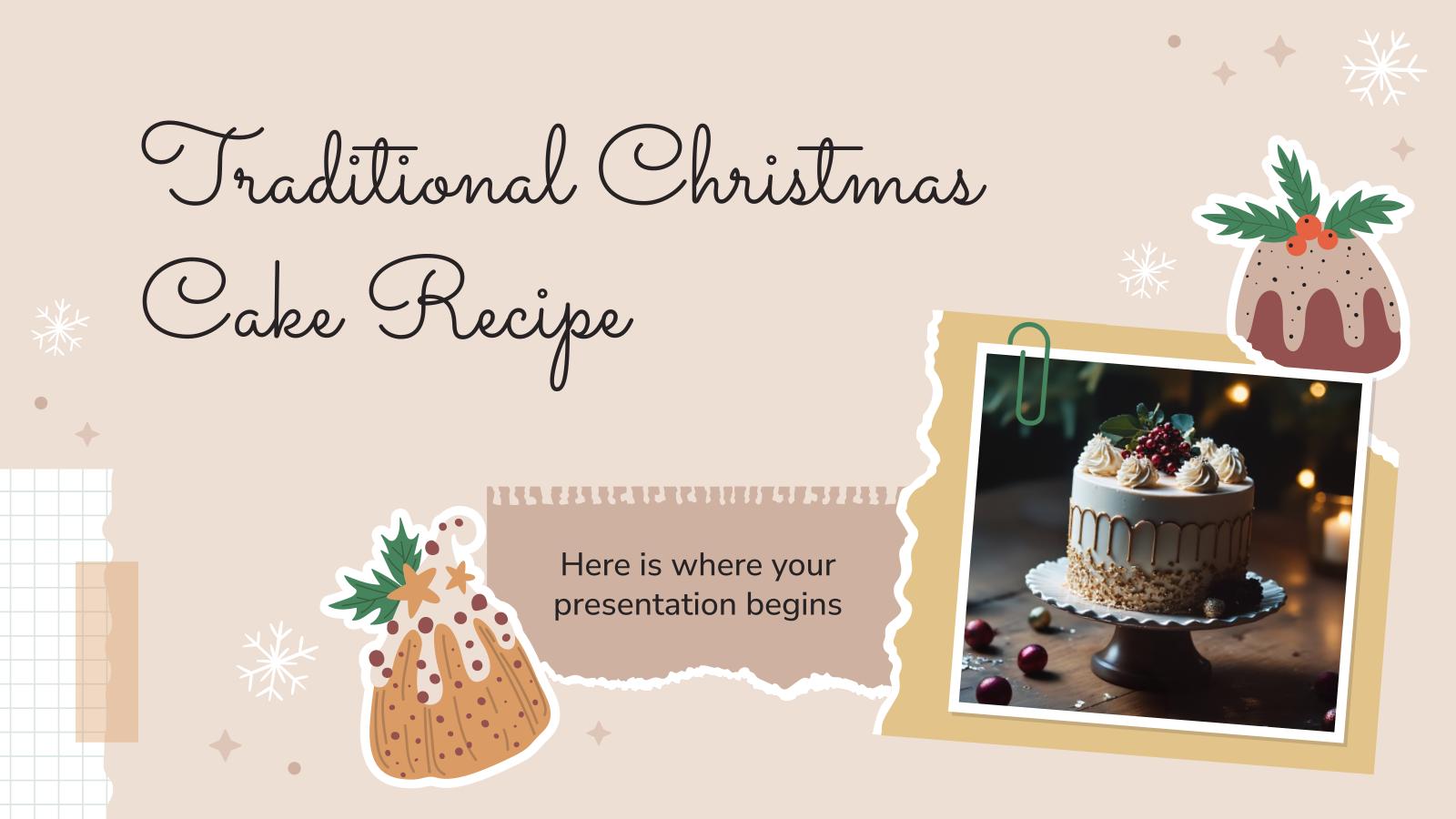 Traditionelles Weihnachtskuchenrezept Präsentationsvorlage