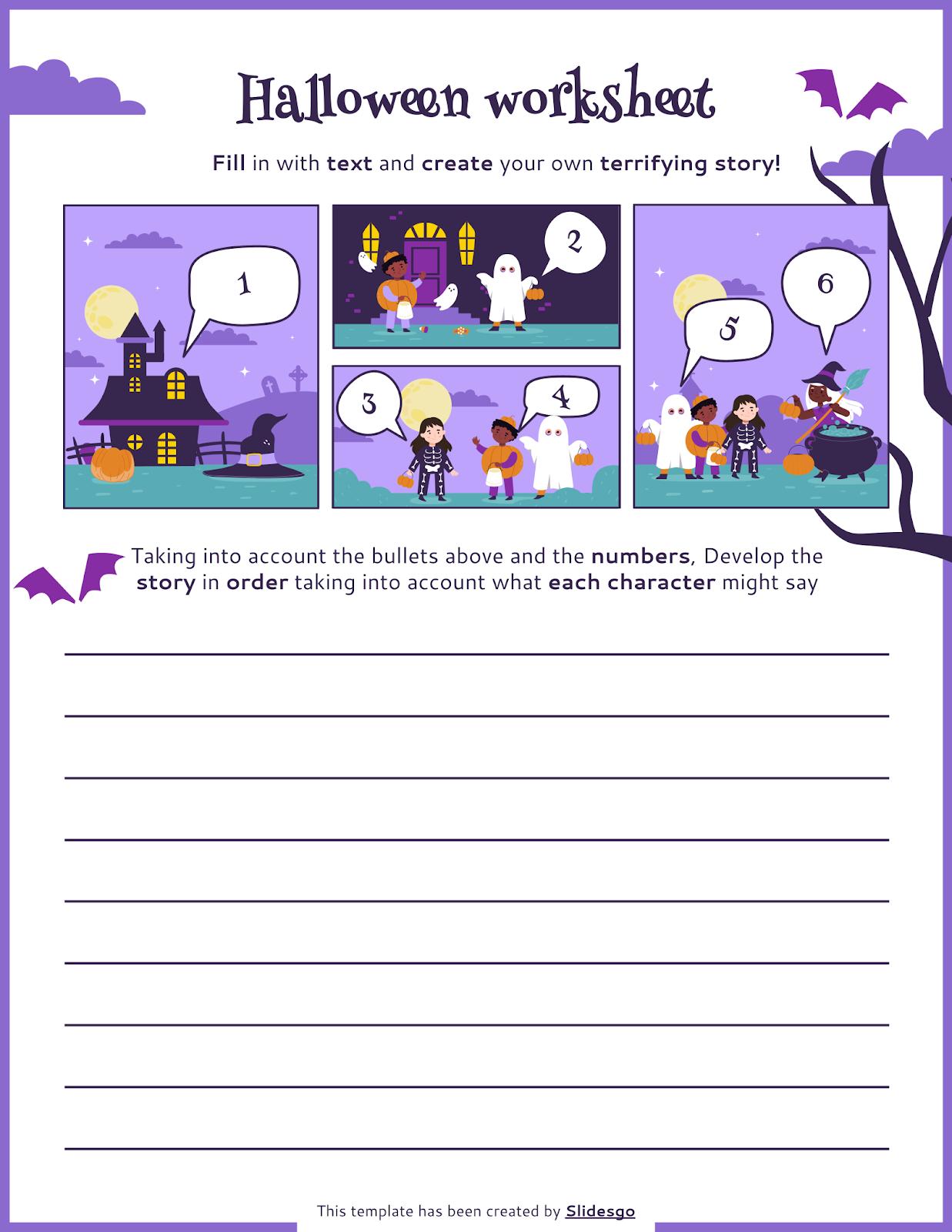 할로윈 워크시트 프레젠테이션 템플릿