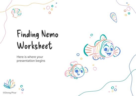 Finding Nemo Worksheet presentation template 
