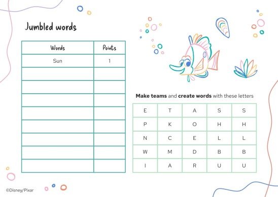 Finding Nemo Worksheet presentation template 