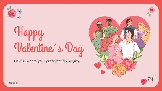 Modelo de apresentação Dia dos Namorados das Princesas Disney