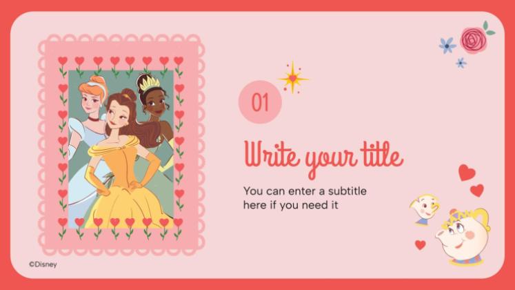 Modelo de apresentação Dia dos Namorados das Princesas Disney