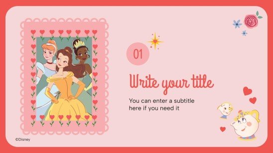 Modelo de apresentação Dia dos Namorados das Princesas Disney