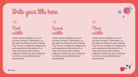 Modelo de apresentação Dia dos Namorados das Princesas Disney