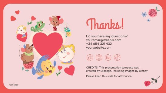 Modelo de apresentação Dia dos Namorados das Princesas Disney