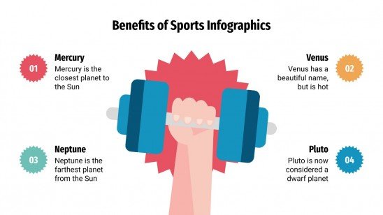 Infografiken zu den Vorteilen von Sport Präsentationsvorlage