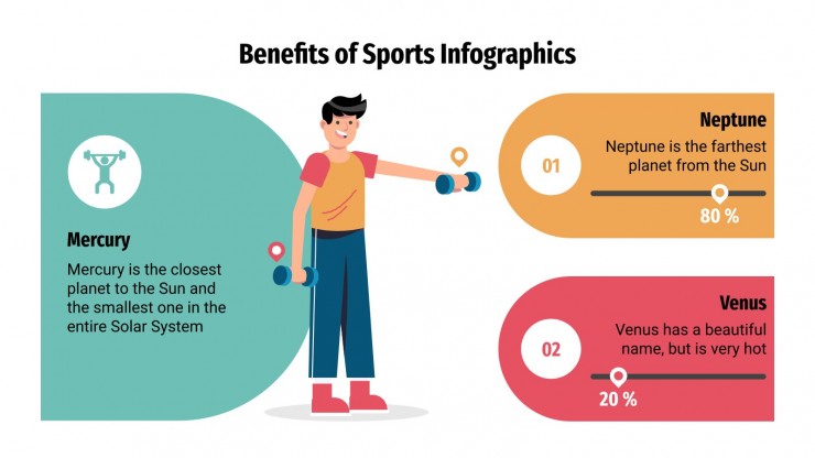 Modelo de apresentação Infográficos dos benefícios do esporte