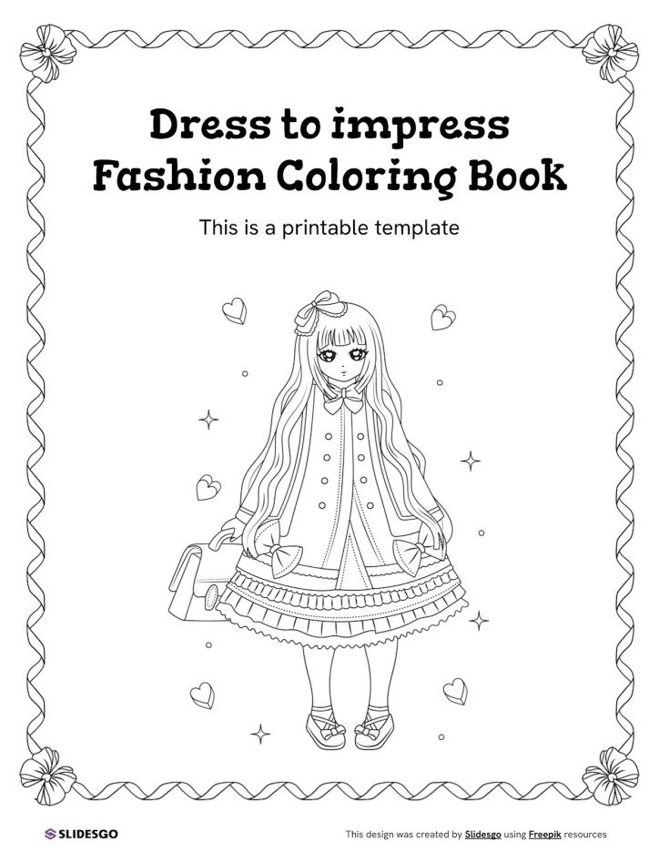 Dress to Impress Fashion Coloring Book Template