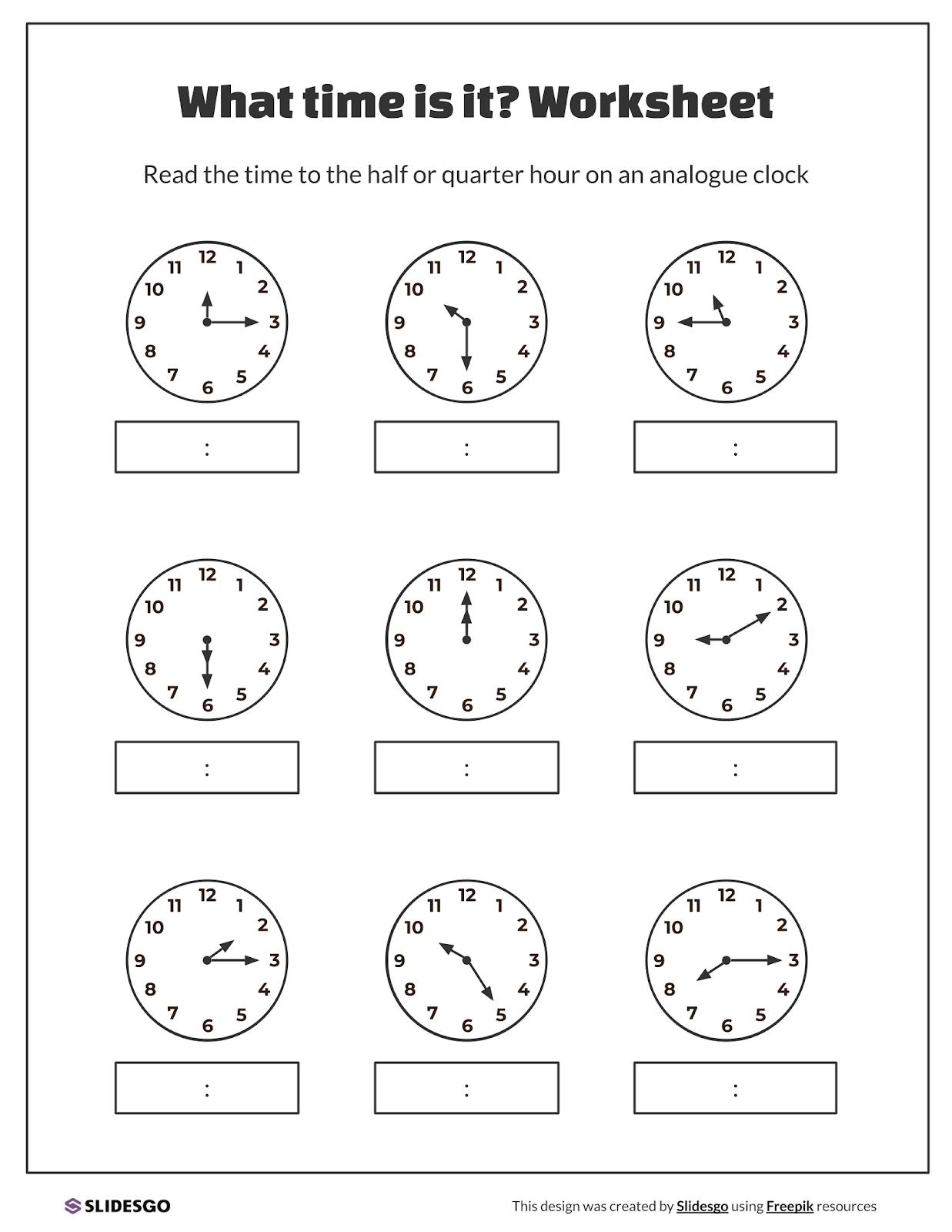 What time is it? Worksheet Presentation