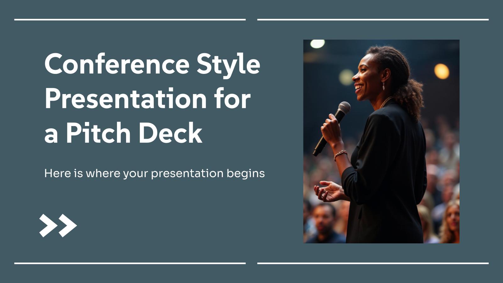 Präsentation im Konferenzstil für ein Pitch Deck Präsentationsvorlage