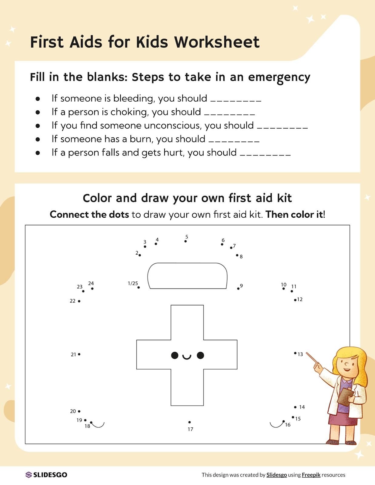 First Aids for Kids Worksheet Template