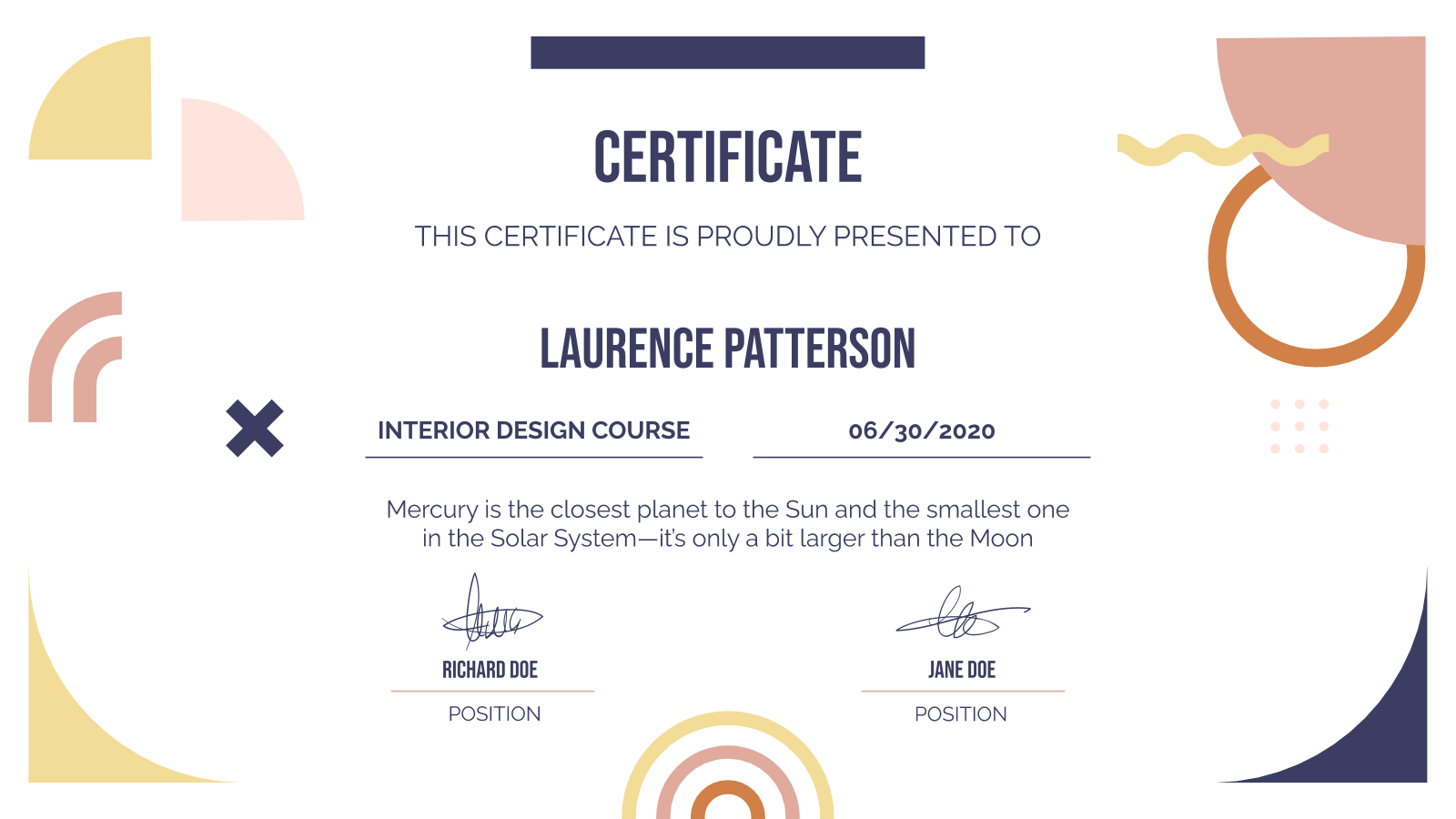 University inar Certificate Google Slides & PPT template