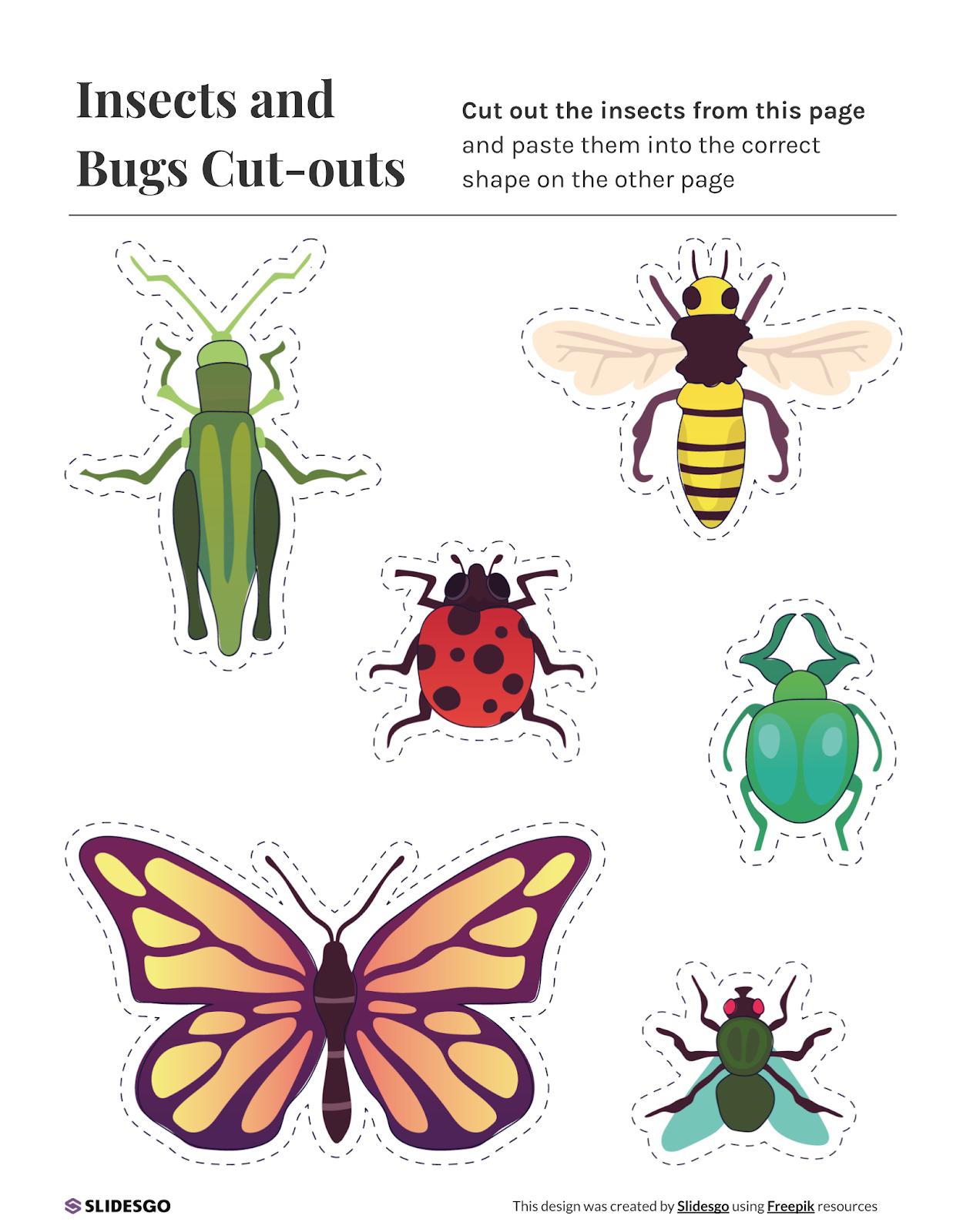 Insects And Bugs Cut outs Template