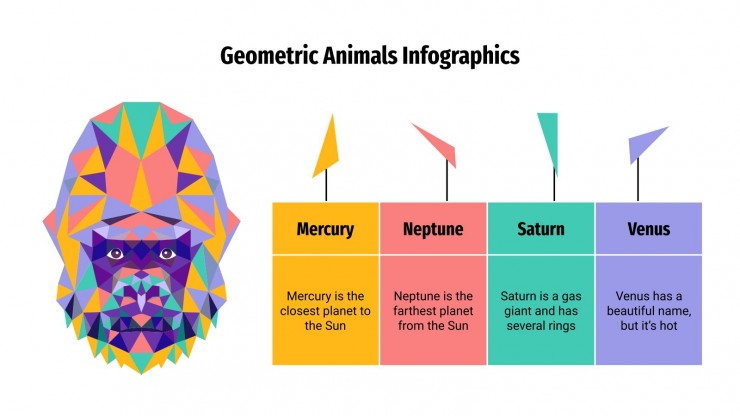 Modelo de apresentação Infográficos geométricos de animais