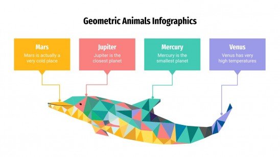 Modelo de apresentação Infográficos geométricos de animais