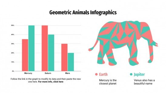 Modelo de apresentação Infográficos geométricos de animais