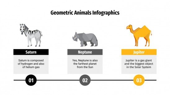 Modelo de apresentação Infográficos geométricos de animais