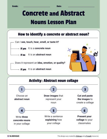Concrete and Abstract Nouns Lesson Plan Template