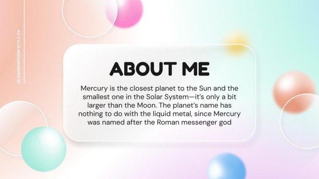 Glassmorphism Style CV presentation template 