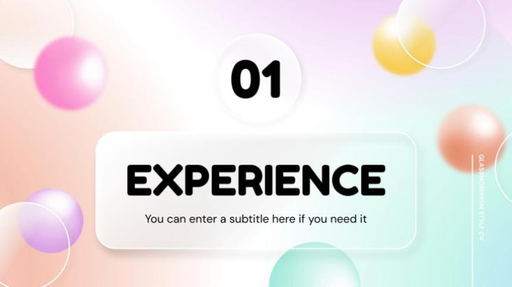 Glassmorphism Style CV presentation template 