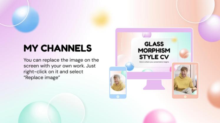 Glassmorphism Style CV presentation template 