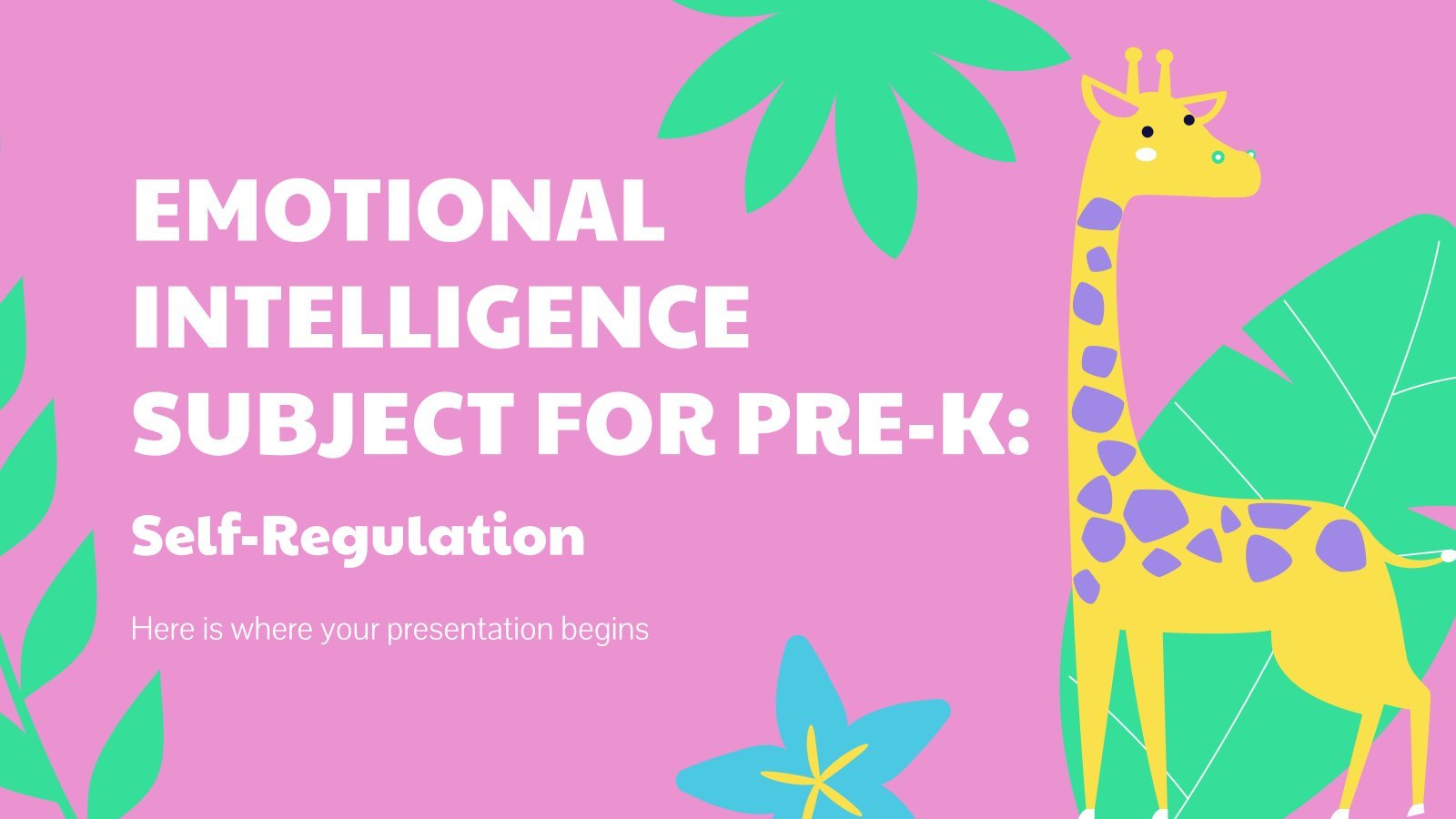 Emotional Intelligence Subject for Pre-K: Self-Regulation presentation template 