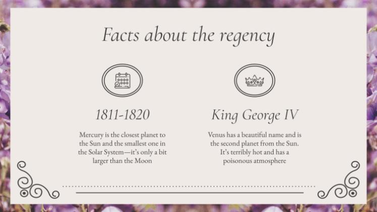 영국의 리젠시 시대 고등학교 역사 수업 프레젠테이션 템플릿