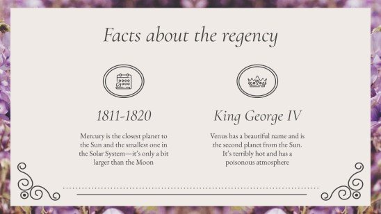 영국의 리젠시 시대 고등학교 역사 수업 프레젠테이션 템플릿