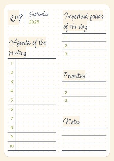 Daily Agenda 2025 presentation template 