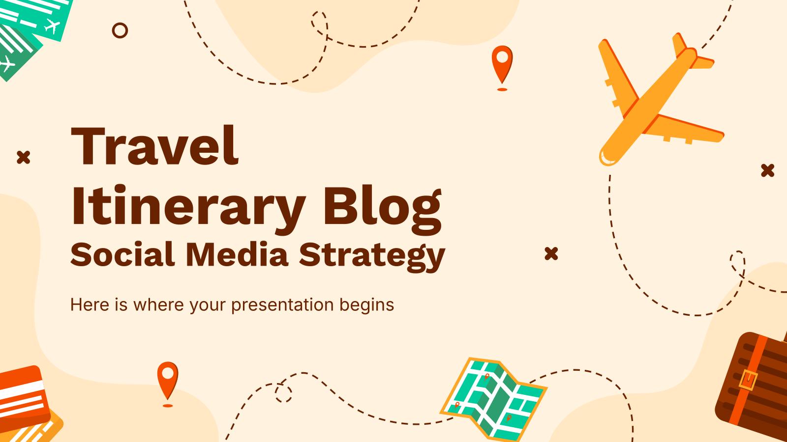 Reiseplan Blog Social Media-Strategie Präsentationsvorlage